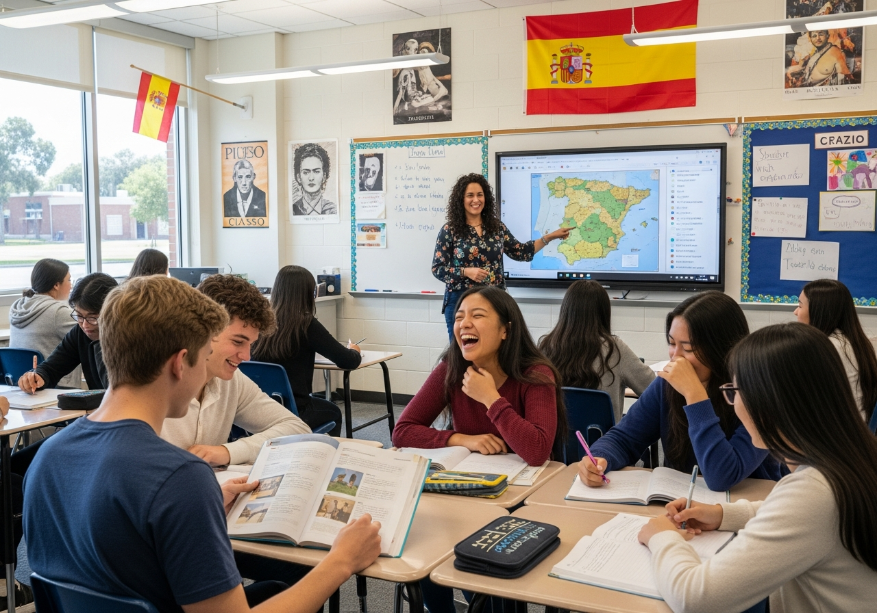 Estudiantes en clase de español